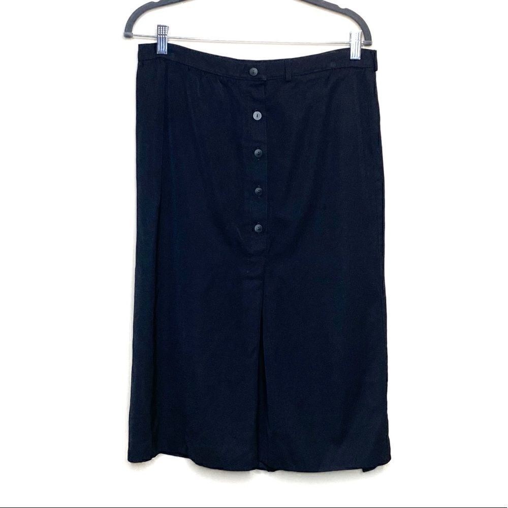 Escada vintage 80’s black wool button front skirt size 44 (L)
